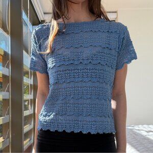 Free People Blue Angelina Lace Top